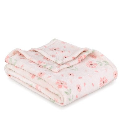 Novelty Recycled Printed Floral Plush Throw Blanket
