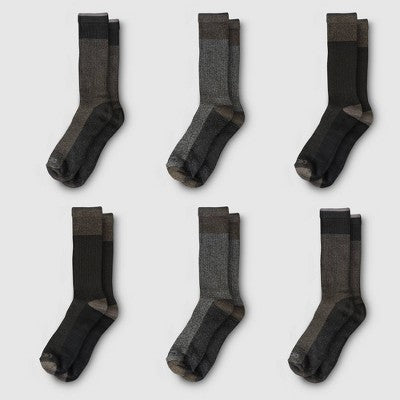 Dickies Men's 6pk Moisture Control Crew Socks - Olive Green 6-122: Midweight Knit, Tagless, Machine Washable, Tumble Dry