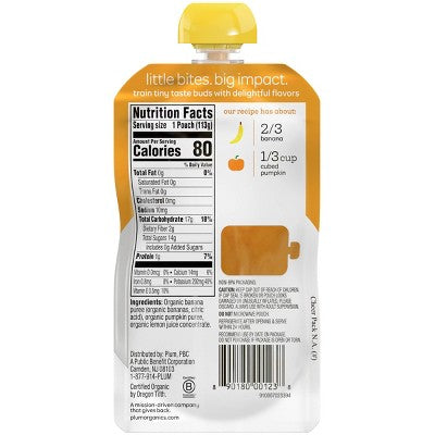 Plum Organics Baby Food Stage 2 Pumpkin & Banana 4oz