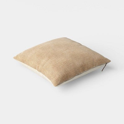 Square Chunky Linen Pillow with Exposed Zipper Brown - Threshold