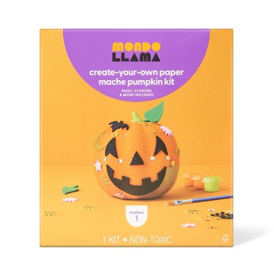 Halloween Craft Embellished Paper Mache Pumpkin Painting Kit - Mondo Llama