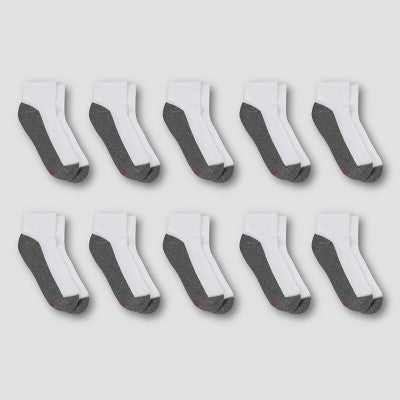 Hanes Premium Men's Cool Comfort Ankle Socks 10pk - White 6-12