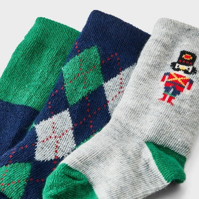 Baby 3pk Nutcracker Argyle Crew Socks - Cat & Jack 6-12M