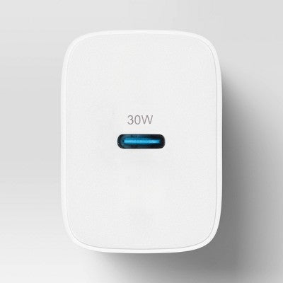 Single Port 30W USB-C Wall Chargers 2pk - dealworthy White