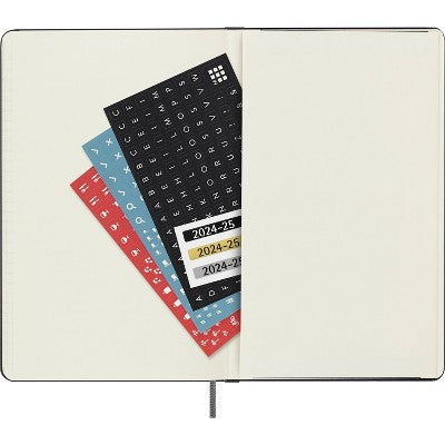 Moleskine 2024-25 Large Weekly Planner 8.26"x5.31" Hardcover Black: Pocket Calendar, Elastic Closure, Ribbon Marker