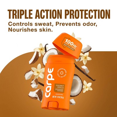 Carpe Women's 100H Sweat & Odor Control Antiperspirant Deodorant - Coconut Vanilla - 1.76oz