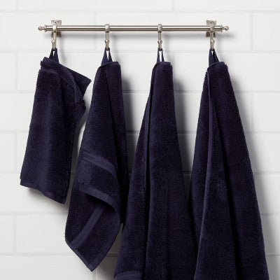 Total Fresh Antimicrobial Washcloth Navy - Threshold: 100% Cotton, Low Lint, Machine Washable, 13"x13"