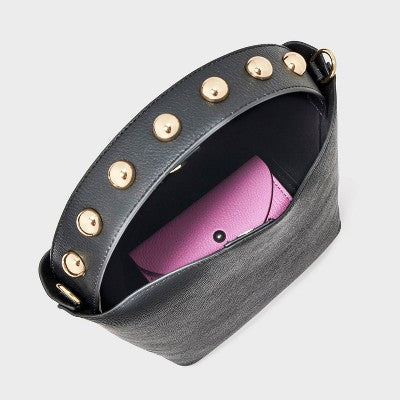 Studded Handle Mini Bucket Crossbody Handbag - Universal Thread Black