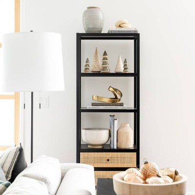 Console Table with Rattan Rattan Shelf Black - Threshold designed with Studio McGee (LOCAL PICKUP ONLY)