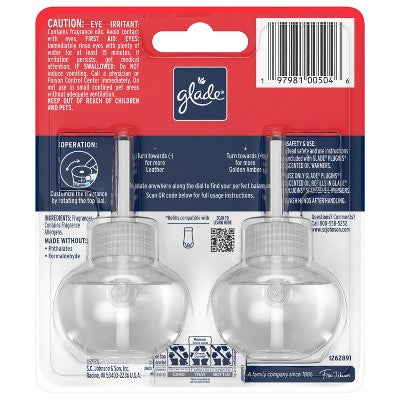 Glade PlugIns Room Freshener with CustomScent Technology Home Fragrance Refills- Leather + Golden Amber - 1.34 floz/2pk?