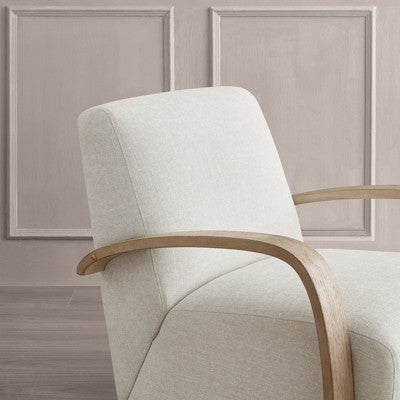 Spruce&Spring Swivel Accent Chair with U-Shaped Wood Arm, Single, Linen&Grey Wood (LOCAL PICKUP ONLY)