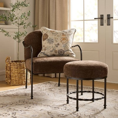 Twisted Metal Upholstered Accent Chair Chocolate Brown - Threshold designed with Studio McGee (LOCAL PICKUP ONLY)