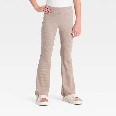 Girls' Ribbed Flare Leggings - Cat & Jack Brown L