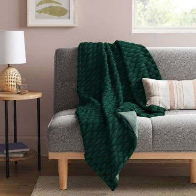 Triple Knit Throw Blanket Heather Green - Room Essentials (LOCAL PICKUP ONLY)