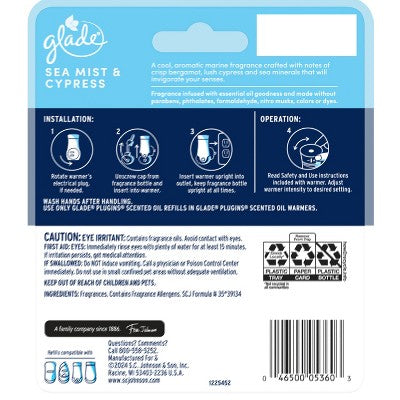 Glade Piso Liquid Air Freshener Refills - Fresh Sea Cypress - 1.34 fl oz/2ct
