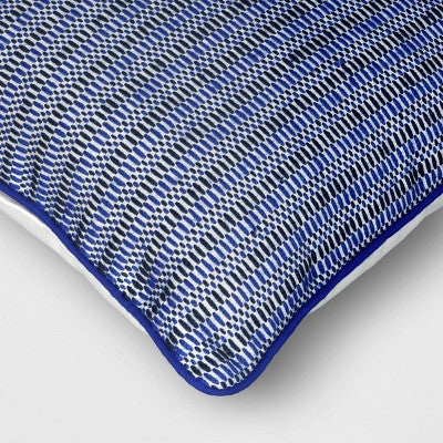 18"x18" Textural Lines Square Outdoor Throw Pillow Blue - Threshold