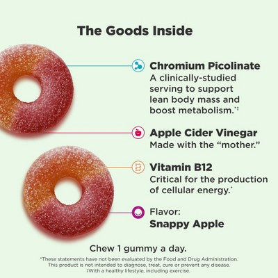 OLLY Metabolism Gummy Rings with Apple Cider Vinegar, Vitamin B12 & Chromium - Apple - 30ct