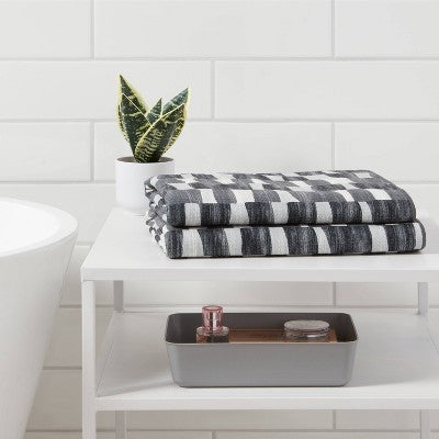 2pc Quick Dry Watercolor Blocks Waffle Oversize Bath Towel - Room Essentials