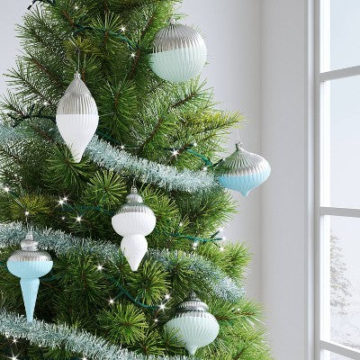 6ct Christmas Semi Flocking Semi Shiny White/Mint Blue - Wondershop