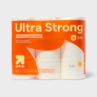 Premium Ultra Strong Toilet Paper - 18 Rolls - up&up: 2-Ply, 244 Sheets Per Roll