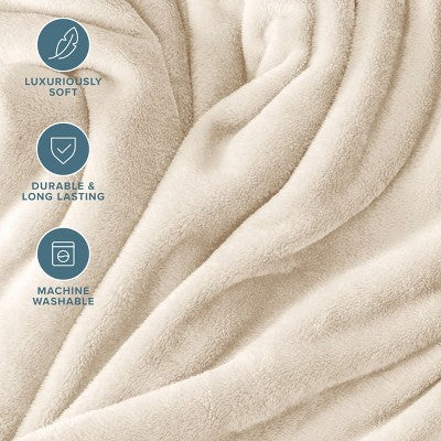 Vanilla Microplush Full/Queen Fleece Blanket by Bare Home