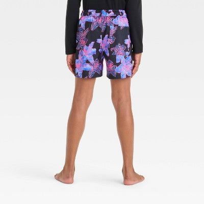 Boys' May Lilies Swim Trunks - art class Black and Purple S