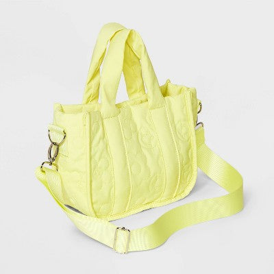 Girls' Mini Crossbody Bag with Quilted Icons - art class Yellow