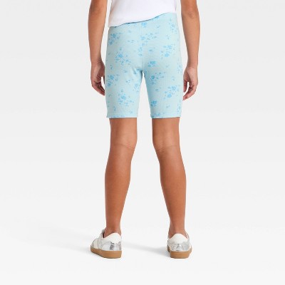 Girls' Ribbed Floral Bike Shorts - Cat & Jack Blue XXL