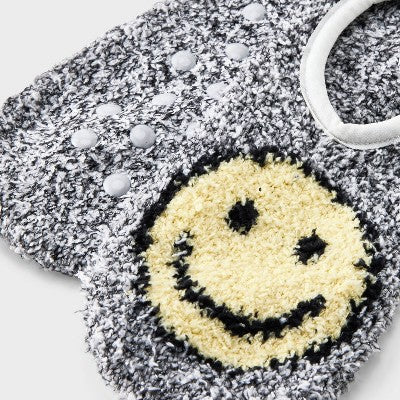 Women's Smiley 2pk Face Cozy Liner Socks - Heather Gray/White 4-10