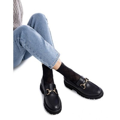 Carmela Leather Collection Women's Moccasins BLACK 6