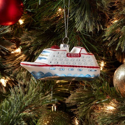 Glass Cruise Ship Christmas Tree Ornament - Wondershop