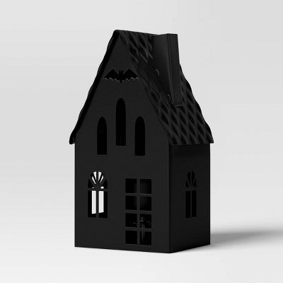 Small Lit Metal Bat House Decorative Sculpture - Hyde and EEK! Boutique: Halloween