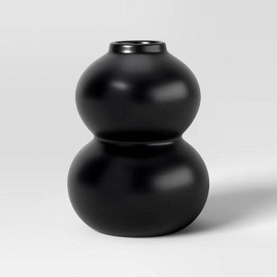 Ceramic Gourd Vase Black - Room Essentials