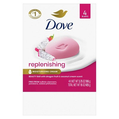 Dove Beauty Replenishing Bar Soaps - Dragon Fruit & Coconut Cream - 15oz/4ct