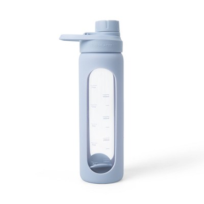 Blogilates 19ozGlass Protein Shaker Bottle with Silicone Sleeve - Blue