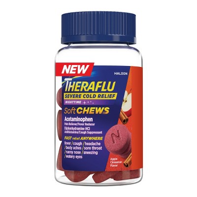 Theraflu Severe Cold Relief Nighttime Soft Chews - Apple Cinnamon - 20ct