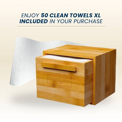 Clean Skin Club Clean Towels XL Original + Bamboo Container - Drawer - 50ct