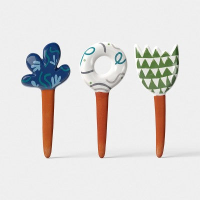 3pc Ceramic Decorative Garden Stakes - Threshold