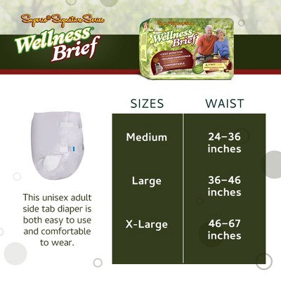 Unique Wellness Brief, Superio Series, Size Medium (24"–36" Waist), 12 Count