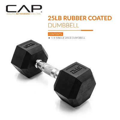 CAP 25lbs Coated Hex Dumbbell with Contoured Handle (LOCAL PICKUP ONLY)