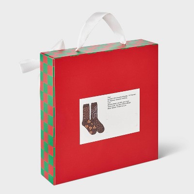 Women's Chocolate Candy Christmas 2pk Crew Socks - Brown 4-10