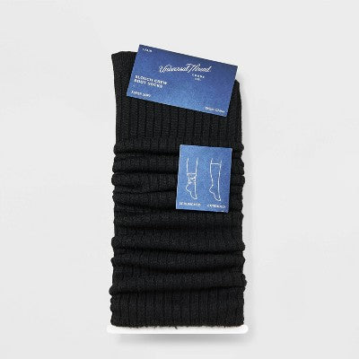 Women's Ribbed Supersoft Slouch Crew Boot Socks - Universal Thread Black 4-10