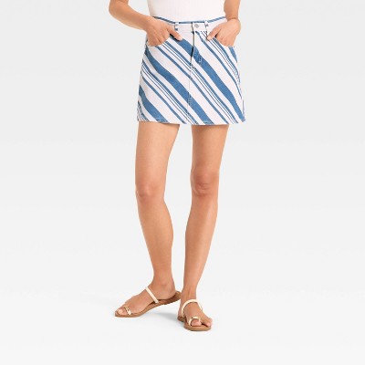 Women's Striped Denim Mini Skirt - Universal Thread Navy 00