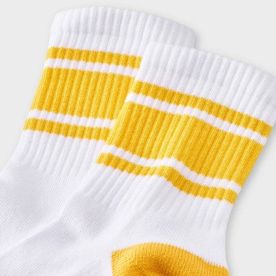 Women's Varsity Stripe Ribbed Cushioned Mid Crew Socks - 4-10