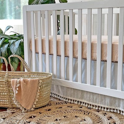 Crane Baby Cotton Muslin Fitted Crib Sheet - Desert Rose: 100% Cotton, Solid Pattern, Standard Size, Woven Construction