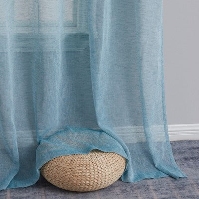 HLC.ME Penelope Faux Linen Textured Privacy Sheer Light Filtering Rod Pocket Curtains Panels, Set of 2 - Ivory, 54 W x 96 L