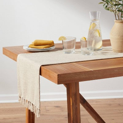72" x 14" Cotton Textured Table Runner Khaki - Threshold: Farmhouse Style, Machine Washable, OEKO-TEX Certified
