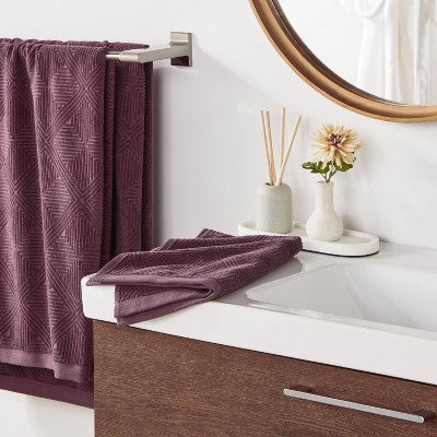 1pc Luxe Lattice Hand Towel Mauve - Threshold