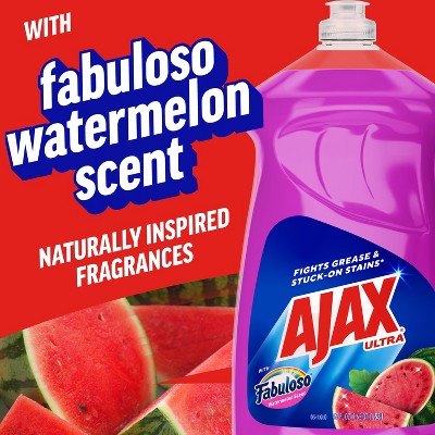 Ajax Watermelon Fabuloso Liquid Dish Soaps - 52 fl oz: Cleaner, Eliminates Stains, Removes Grease, Plastic Bottle
