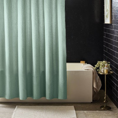 Waffle Weave Shower Curtain Light Sage Green - Threshold